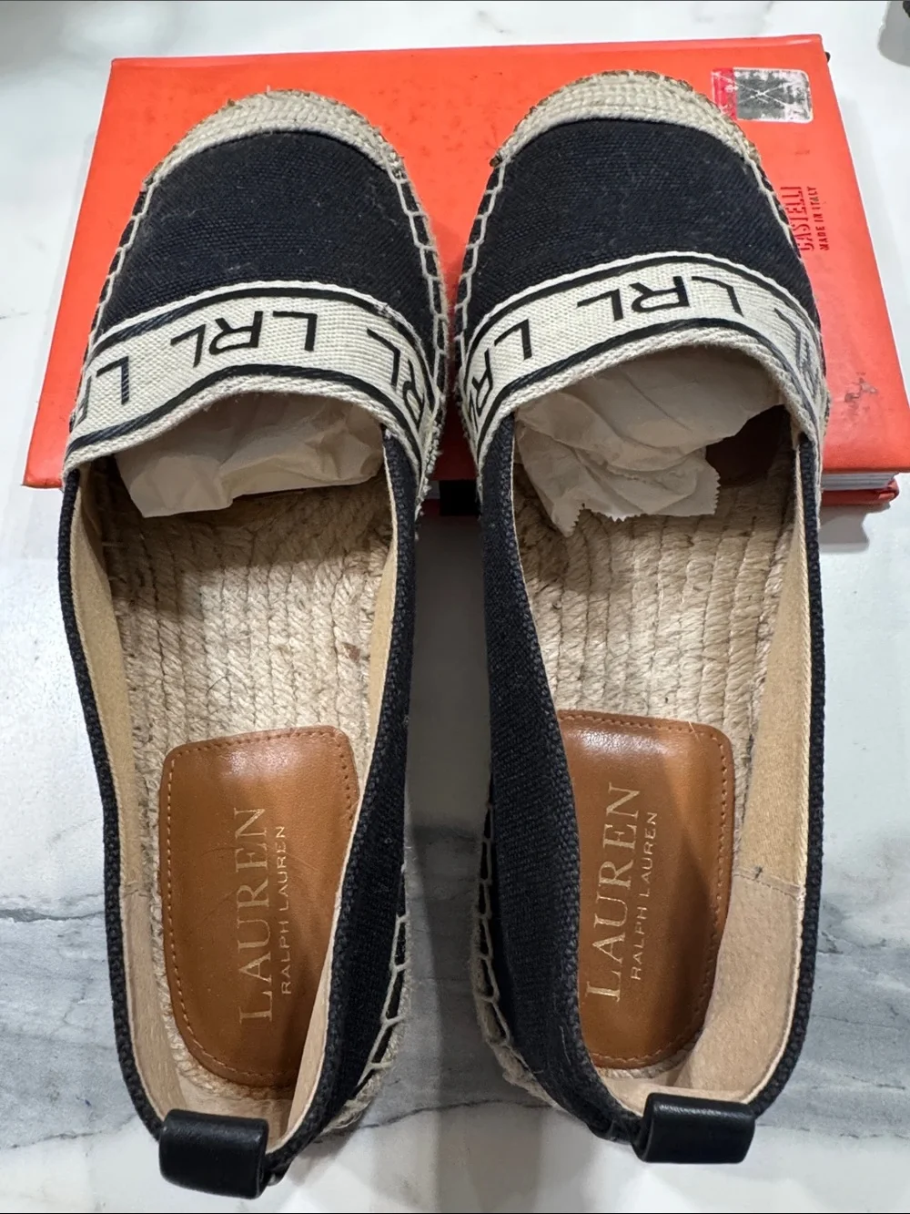Laurent Ralph Lauren Black Canvas LRL Espadrille Flats